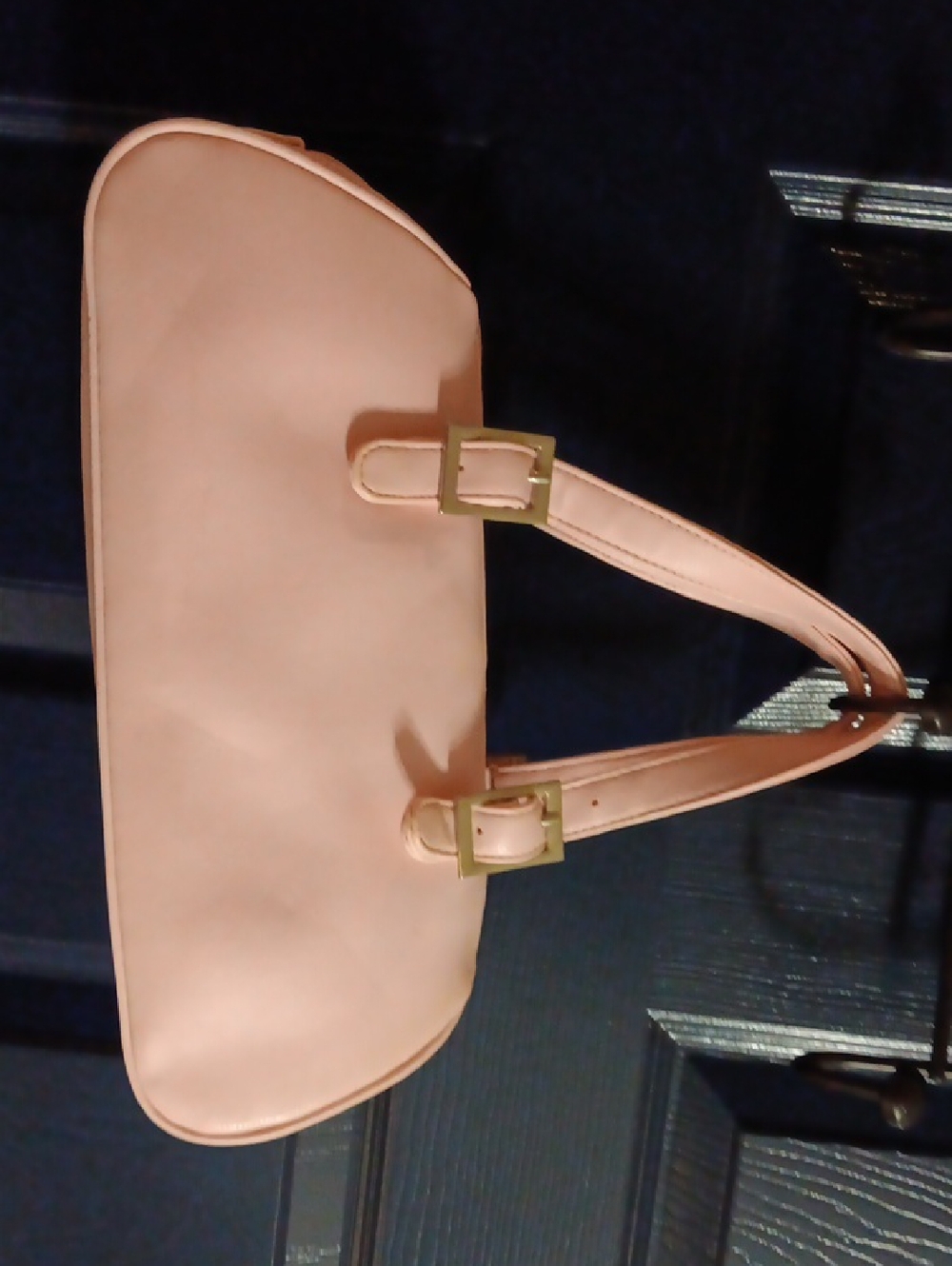 Pink Shoulder Bag with Gold Buckles